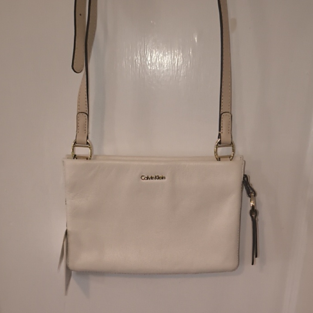 NWT Calvin Klein | Leather Off-White Crossbody Bag